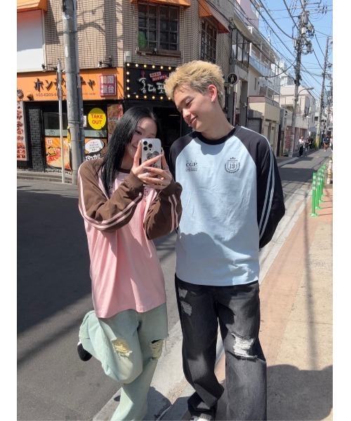 codegraphy（コードグラフィー）の「Sporty Track Long Sleeve CBEUUTL007B（Tシャツ/カットソー・メンズ・スカイブルー/ライトピンク/ホワイト・LARGE/MEDIUM/SMALL）」の6枚目の写真