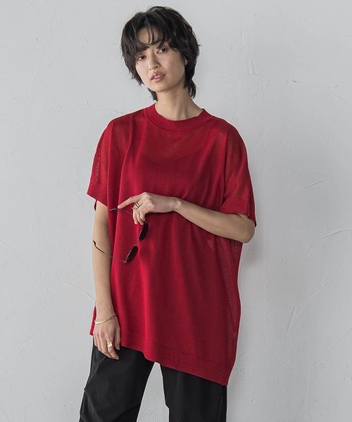 MAYSON GREY(メイソングレイ)の「BACK釦アシンメトリーニットプルオーバー≪手洗い可能≫(ニット/セーター・レディース・ベージュ/ホワイト/レッド・M)」の20枚目の写真