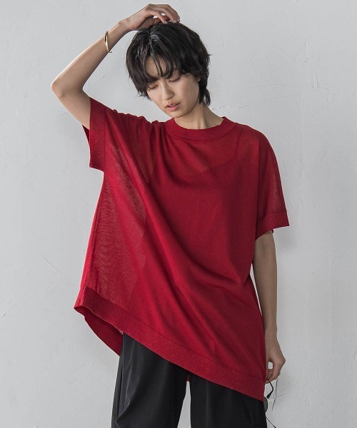 MAYSON GREY(メイソングレイ)の「BACK釦アシンメトリーニットプルオーバー≪手洗い可能≫(ニット/セーター・レディース・ベージュ/ホワイト/レッド・M)」の18枚目の写真