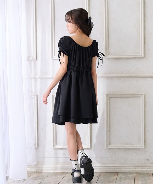 Amourire girl（アムリールガール）の「袖2WAYシャーリングリボンワンピース（ワンピース・キッズ・ブラック/サックスブルー・130cm/140cm/150cm/160cm）」の17枚目の写真