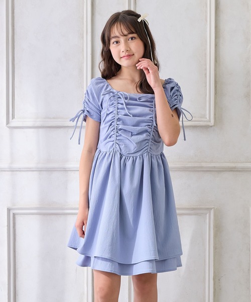 Amourire girl（アムリールガール）の「袖2WAYシャーリングリボンワンピース（ワンピース・キッズ・ブラック/サックスブルー・130cm/140cm/150cm/160cm）」の19枚目の写真