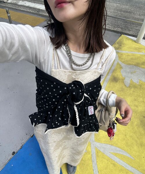 ドット/チェック】マルチWAYフリルビッグスカーフ（バンダナ/スカーフ