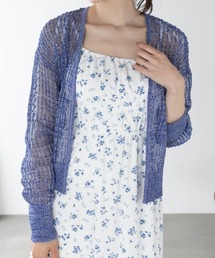 CLEAR BASIC | ウエストリボンメッシュ長袖カーディガン[着回し抜群 大人 カジュアル]≪CLEAR BASIC≫(ニット/セーター)