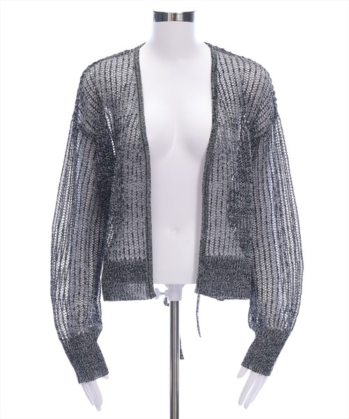 CLEAR BASIC（クリアベーシック）の「ウエストリボンメッシュ長袖カーディガン[着回し抜群 大人 カジュアル]≪SS新作≫（ニット/セーター・レディース・ブラック/ブルー・F）」の8枚目の写真