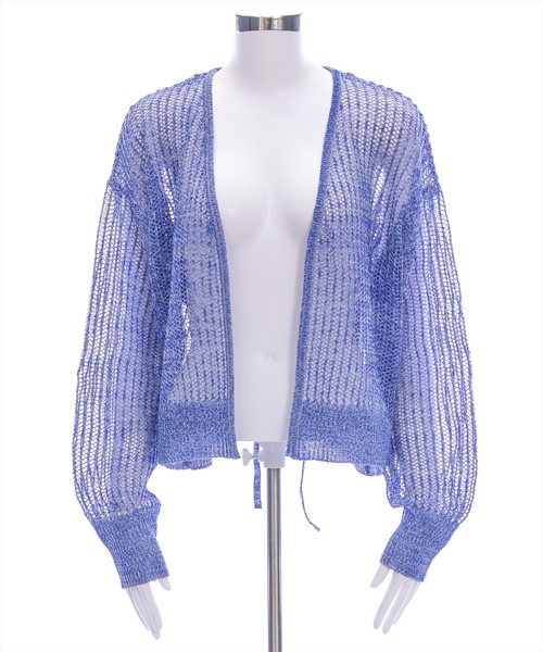 CLEAR BASIC（クリアベーシック）の「ウエストリボンメッシュ長袖カーディガン[着回し抜群 大人 カジュアル]≪SS新作≫（ニット/セーター・レディース・ブラック/ブルー・F）」の9枚目の写真