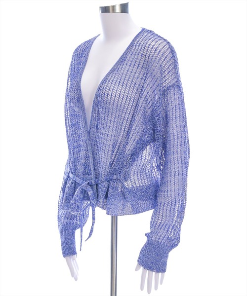 CLEAR BASIC（クリアベーシック）の「ウエストリボンメッシュ長袖カーディガン[着回し抜群 大人 カジュアル]≪SS新作≫（ニット/セーター・レディース・ブラック/ブルー・F）」の12枚目の写真