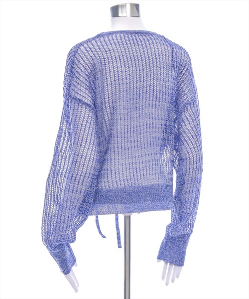 CLEAR BASIC（クリアベーシック）の「ウエストリボンメッシュ長袖カーディガン[着回し抜群 大人 カジュアル]≪SS新作≫（ニット/セーター・レディース・ブラック/ブルー・F）」の14枚目の写真