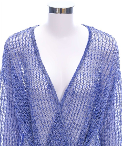 CLEAR BASIC（クリアベーシック）の「ウエストリボンメッシュ長袖カーディガン[着回し抜群 大人 カジュアル]≪SS新作≫（ニット/セーター・レディース・ブラック/ブルー・F）」の16枚目の写真