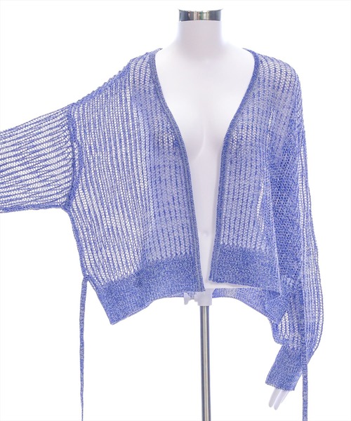 CLEAR BASIC（クリアベーシック）の「ウエストリボンメッシュ長袖カーディガン[着回し抜群 大人 カジュアル]≪SS新作≫（ニット/セーター・レディース・ブラック/ブルー・F）」の19枚目の写真