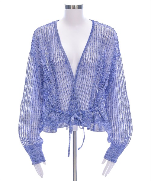 CLEAR BASIC（クリアベーシック）の「ウエストリボンメッシュ長袖カーディガン[着回し抜群 大人 カジュアル]≪SS新作≫（ニット/セーター・レディース・ブラック/ブルー・F）」の21枚目の写真