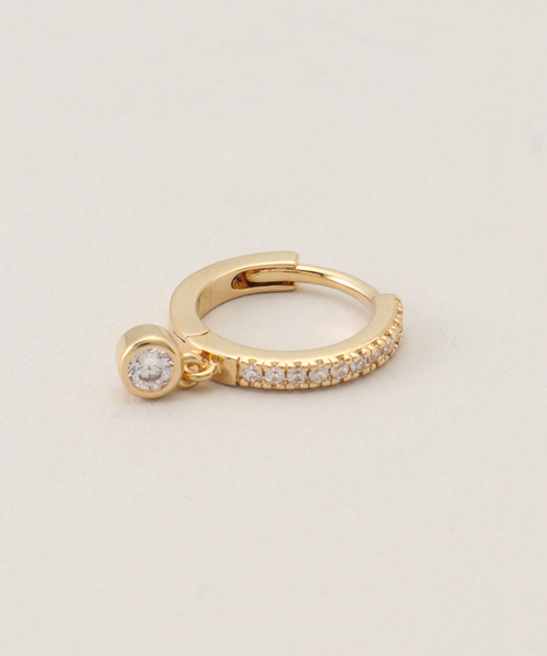 journal standard L'essage(ジャーナルスタンダードレサージュ)の「【NOUVEL AMOUR/ヌーベルアムール】MINI HOOP AVA WHITE:ピアス(片耳用)(ピアス(片耳用)・レディース・ホワイト・FREE)」の1枚目の写真