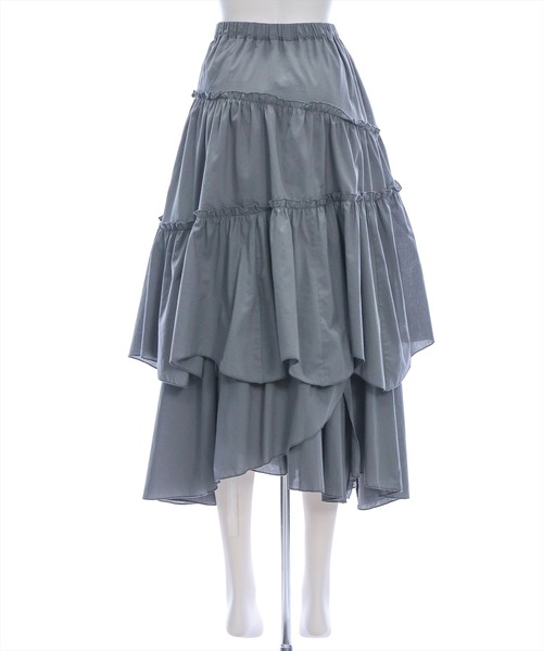 CLEAR BASIC（クリアベーシック）の「【低身長サイズ有】コットンティアードフリルスカート [着回し力抜群 大人 カジュアル]（スカート・レディース・グリーン/チャコールグレー/オフホワイト・F/XS）」の13枚目の写真