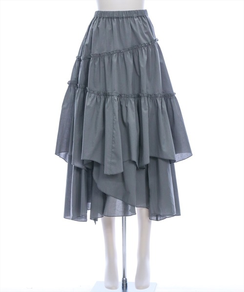 CLEAR BASIC（クリアベーシック）の「【低身長サイズ有】コットンティアードフリルスカート [着回し力抜群 大人 カジュアル]（スカート・レディース・グリーン/チャコールグレー/オフホワイト・F/XS）」の18枚目の写真
