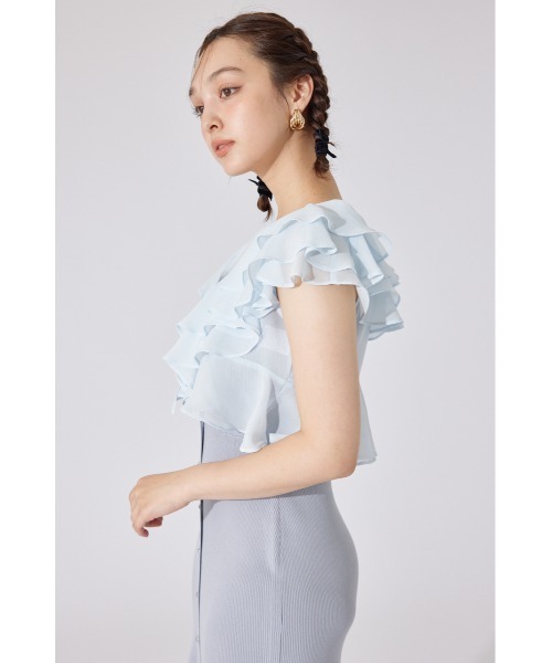 rienda（リエンダ）の「フリルブラウスセットニットマーメイドワンピース 夏服 サマーニット（ワンピース・レディース・ブルー/ブラック/ライトピンク・FREE）」の12枚目の写真