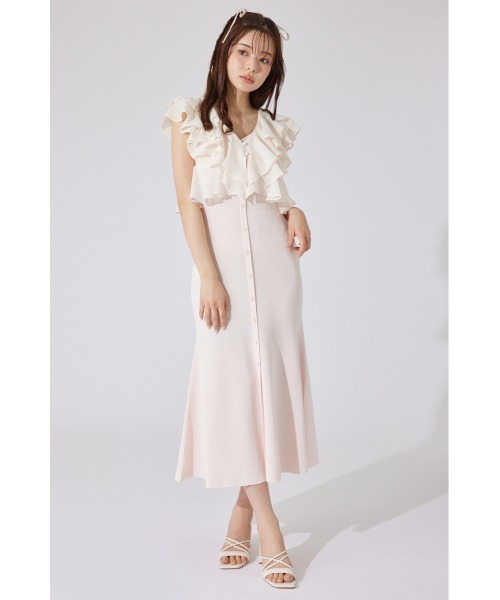 rienda（リエンダ）の「フリルブラウスセットニットマーメイドワンピース 夏服 サマーニット（ワンピース・レディース・ブルー/ブラック/ライトピンク・FREE）」の15枚目の写真