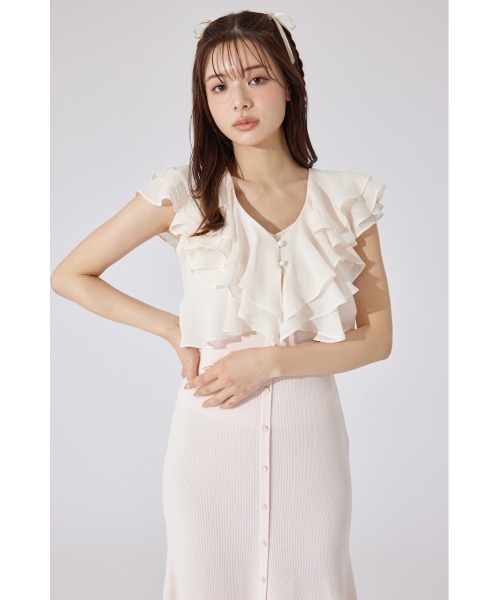 rienda（リエンダ）の「フリルブラウスセットニットマーメイドワンピース 夏服 サマーニット（ワンピース・レディース・ブルー/ブラック/ライトピンク・FREE）」の16枚目の写真