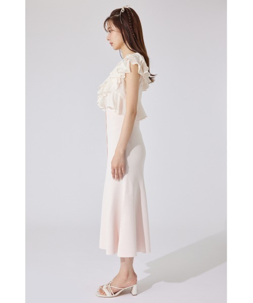 フリルブラウスセットニットマーメイドワンピース 夏服 サマーニット rienda rienda | フリルブラウスセットニットマーメイドワンピース