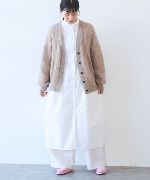 yuni（ユニ　）の「コットンキャッチワッシャー　タックシャツワンピース（シャツワンピース・レディース・ブルー/ホワイト/イエロー/ライラック/ブラック/ダークブラウン・FREE）」の8枚目の写真