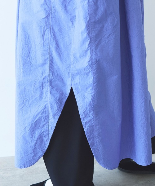 yuni（ユニ　）の「コットンキャッチワッシャー　タックシャツワンピース（シャツワンピース・レディース・ブルー/ホワイト/イエロー/ライラック/ブラック/ダークブラウン・FREE）」の16枚目の写真