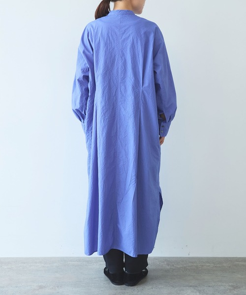 yuni（ユニ　）の「コットンキャッチワッシャー　タックシャツワンピース（シャツワンピース・レディース・ブルー/ホワイト/イエロー/ライラック/ブラック/ダークブラウン・FREE）」の22枚目の写真