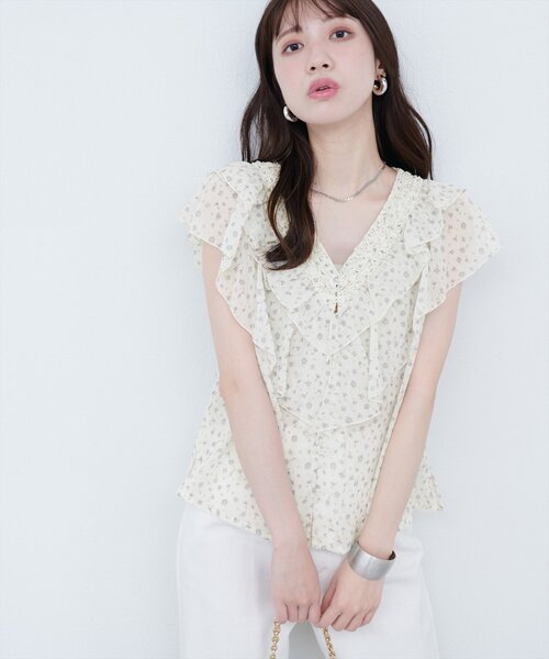 natural couture（ナチュラルクチュール）の「フリルVネックブラウス（シャツ/ブラウス・レディース・その他1/その他2/ブラウン/オフホワイト/ブラック・FREE）」の19枚目の写真