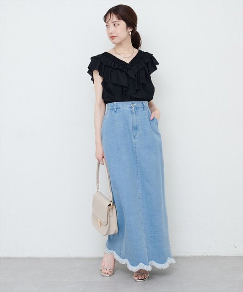 natural couture（ナチュラルクチュール）の「フリルVネックブラウス（シャツ/ブラウス・レディース・その他1/その他2/ブラウン/オフホワイト/ブラック・FREE）」の12枚目の写真