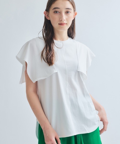 ketty(ケティ)の「フリルスリーブブラウス≪手洗い可能≫(シャツ/ブラウス・レディース・オフホワイト/ブラック・M)」の2枚目の写真