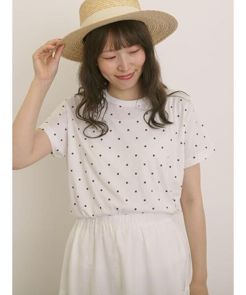 Samansa Mos2(サマンサ モスモス)の「【オーガニックコットン】ドット柄Tシャツ(Tシャツ/カットソー・レディース・オフホワイト/グレー/チャコールグレー/ネイビー・F)」の18枚目の写真