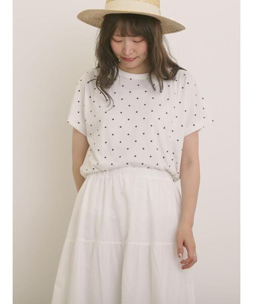 Samansa Mos2(サマンサ モスモス)の「【オーガニックコットン】ドット柄Tシャツ(Tシャツ/カットソー・レディース・オフホワイト/グレー/チャコールグレー/ネイビー・F)」の17枚目の写真