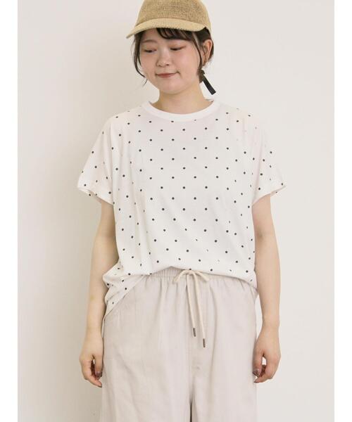 Samansa Mos2(サマンサ モスモス)の「【オーガニックコットン】ドット柄Tシャツ(Tシャツ/カットソー・レディース・オフホワイト/グレー/チャコールグレー/ネイビー・F)」の16枚目の写真