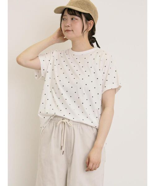 Samansa Mos2(サマンサ モスモス)の「【オーガニックコットン】ドット柄Tシャツ(Tシャツ/カットソー・レディース・オフホワイト/グレー/チャコールグレー/ネイビー・F)」の14枚目の写真