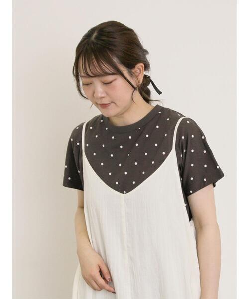 Samansa Mos2(サマンサ モスモス)の「【オーガニックコットン】ドット柄Tシャツ(Tシャツ/カットソー・レディース・オフホワイト/グレー/チャコールグレー/ネイビー・F)」の8枚目の写真