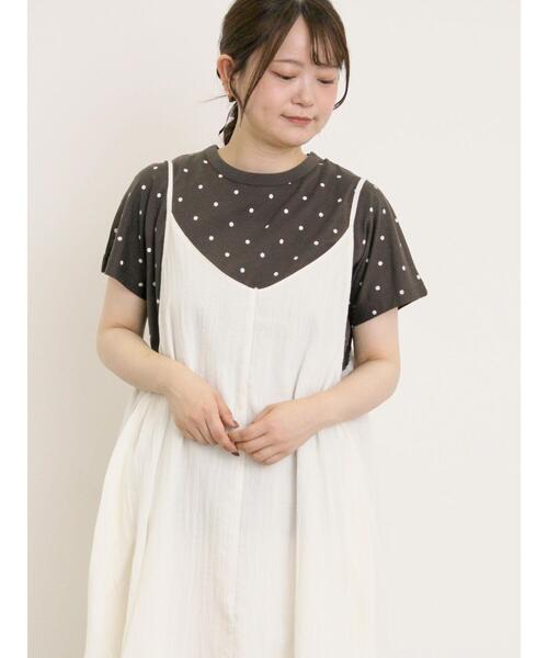 Samansa Mos2(サマンサ モスモス)の「【オーガニックコットン】ドット柄Tシャツ(Tシャツ/カットソー・レディース・オフホワイト/グレー/チャコールグレー/ネイビー・F)」の6枚目の写真