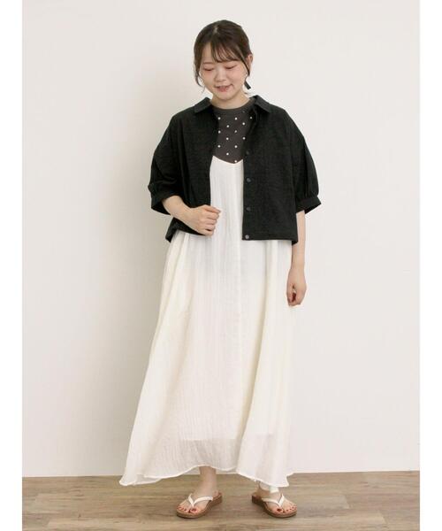 Samansa Mos2(サマンサ モスモス)の「【オーガニックコットン】ドット柄Tシャツ(Tシャツ/カットソー・レディース・オフホワイト/グレー/チャコールグレー/ネイビー・F)」の5枚目の写真