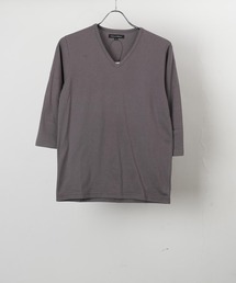 日本製ピュア天竺七分袖Vネックカットソー(GW)