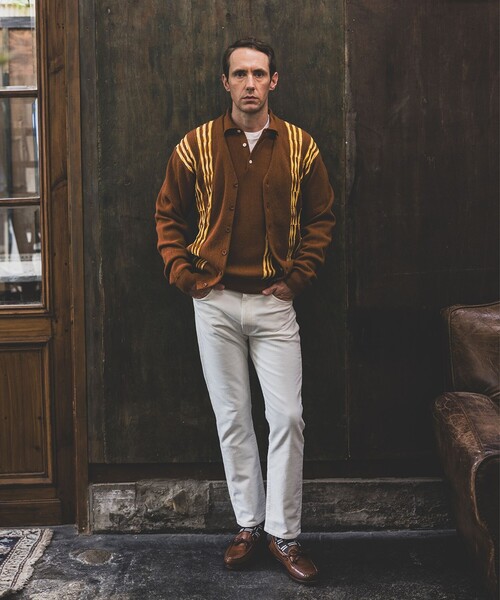 BEAMS PLUS(ビームスプラス)の「14ゲージ ボーンストライプ ニット ポロシャツ(ポロシャツ・メンズ・オリーブ/ブラック/ネイビー/ブラウン・XL/L/M/S)」の6枚目の写真