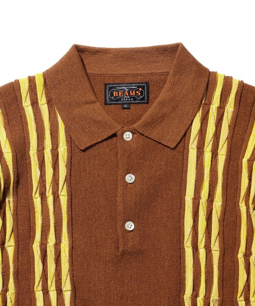 BEAMS PLUS(ビームスプラス)の「14ゲージ ボーンストライプ ニット ポロシャツ(ポロシャツ・メンズ・オリーブ/ブラック/ネイビー/ブラウン・XL/L/M/S)」の13枚目の写真