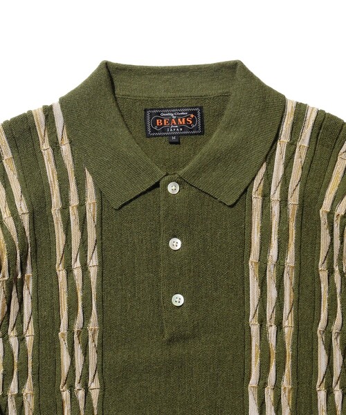 BEAMS PLUS(ビームスプラス)の「14ゲージ ボーンストライプ ニット ポロシャツ(ポロシャツ・メンズ・オリーブ/ブラック/ネイビー/ブラウン・XL/L/M/S)」の18枚目の写真