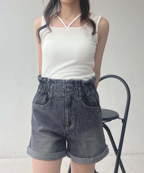 AS KNOW AS plus（アズノゥアズプラス）の「●前後2WAY スクエアホルタータンクトップ（タンクトップ・レディース・チャコールグレー/ブラック/オフホワイト・FREE）」の14枚目の写真