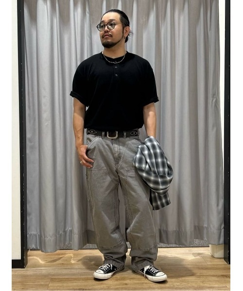 BACK NUMBER（バックナンバー）の「【BACK NUMBER】ロゴ刺繍ヘンリーネック半袖Ｔシャツ（Tシャツ/カットソー・メンズ・ブラック/ダークグレー・M/L/XL）」の5枚目の写真