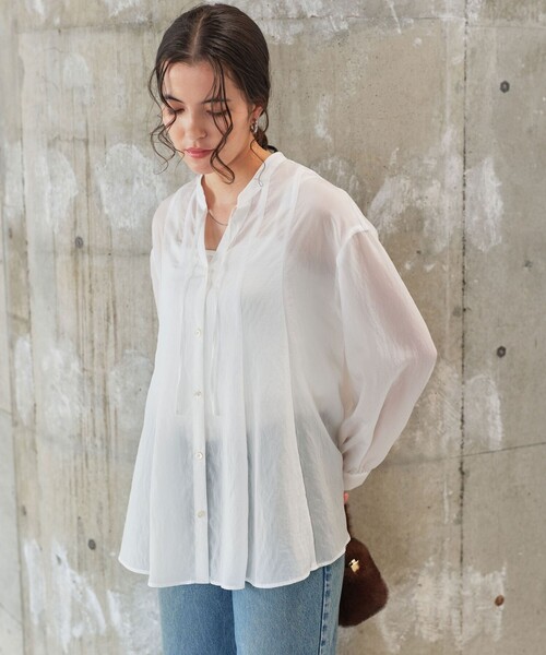 green label relaxing（グリーンレーベルリラクシング）の「ミルフィーユフレアブラウス（シャツ/ブラウス・レディース・ブラック/オフホワイト/その他2/その他1/ブラウン・FREE）」の2枚目の写真