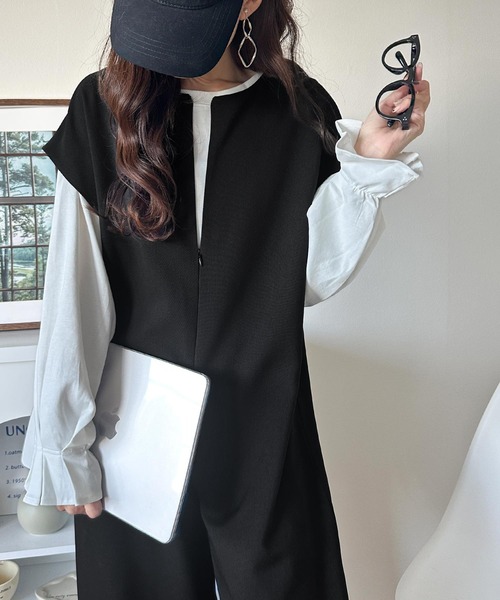 classicalelf(クラシカルエルフ)の「シンプルだけど、襟元に大人の抜け感。ハーフジップオールインワン(サロペット/オーバーオール・レディース・ブラック/チャコール/ベージュ・SMALL/MEDIUM/LARGE/X-LARGE)」の12枚目の写真