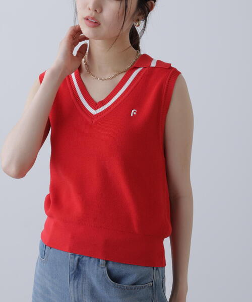 FREE'S MART（フリーズマート）の「Ｖネックポロノースリーブニット（ニット/セーター・レディース・ホワイト/レッド/ネイビー・FREE）」の20枚目の写真