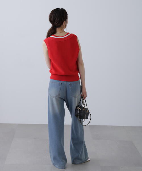 FREE'S MART（フリーズマート）の「Ｖネックポロノースリーブニット（ニット/セーター・レディース・ホワイト/レッド/ネイビー・FREE）」の13枚目の写真