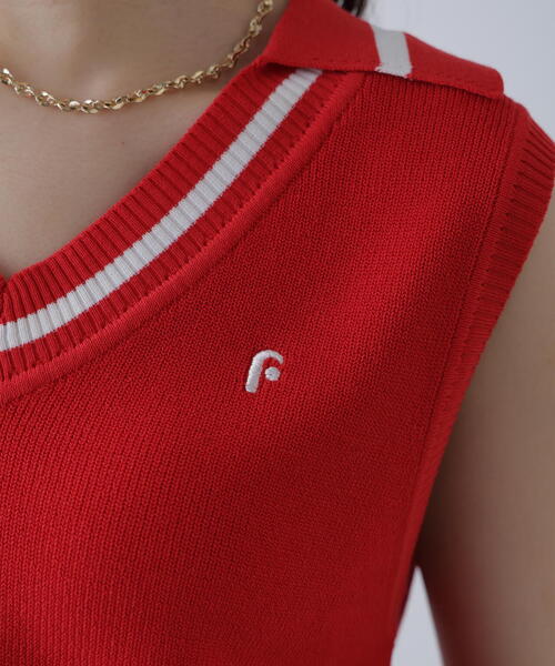 FREE'S MART（フリーズマート）の「Ｖネックポロノースリーブニット（ニット/セーター・レディース・ホワイト/レッド/ネイビー・FREE）」の12枚目の写真