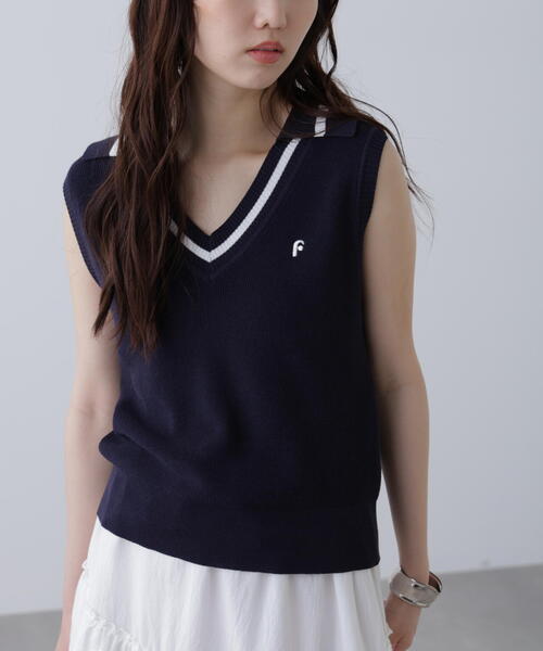 FREE'S MART（フリーズマート）の「Ｖネックポロノースリーブニット（ニット/セーター・レディース・ホワイト/レッド/ネイビー・FREE）」の9枚目の写真