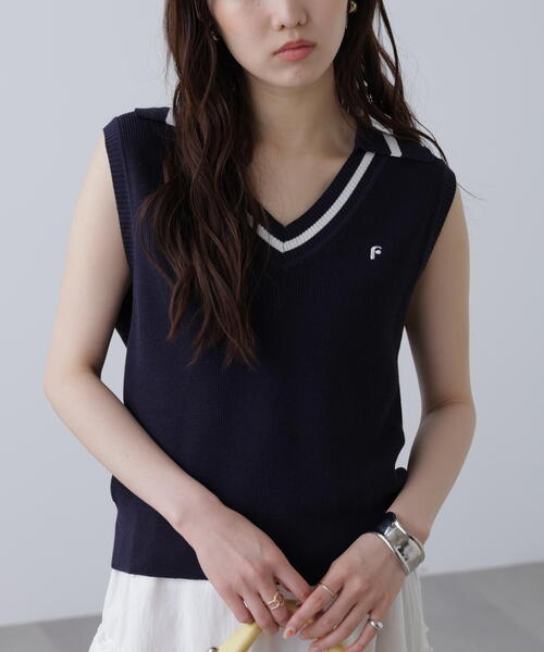 FREE'S MART（フリーズマート）の「Ｖネックポロノースリーブニット（ニット/セーター・レディース・ホワイト/レッド/ネイビー・FREE）」の8枚目の写真