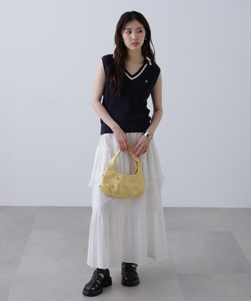 FREE'S MART（フリーズマート）の「Ｖネックポロノースリーブニット（ニット/セーター・レディース・ホワイト/レッド/ネイビー・FREE）」の5枚目の写真