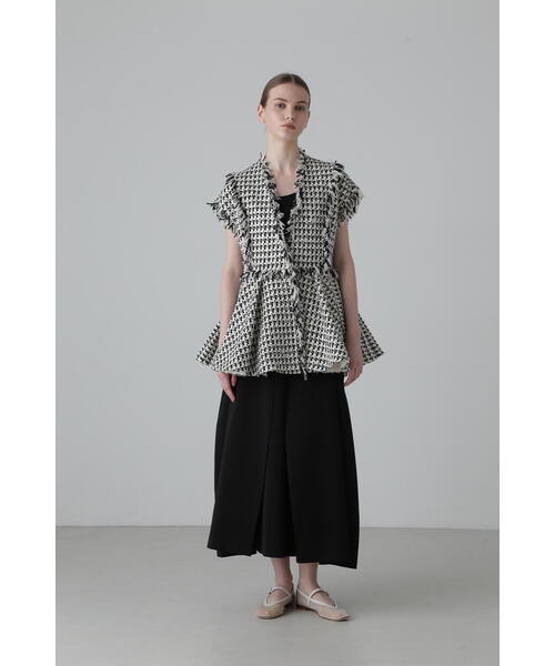 セール】コットンチェックツィードジレ（ノーカラージャケット