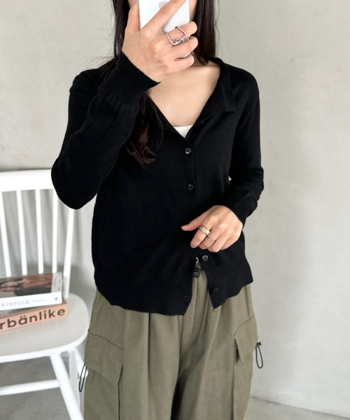 セール】クルーネックベーシックニットカーディガン（カーディガン